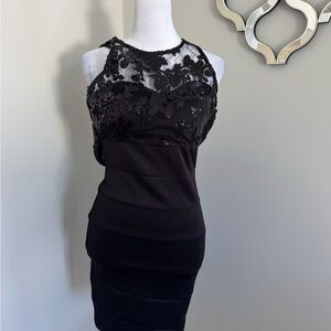 My Michelle Black Lace Halter Mini Dress